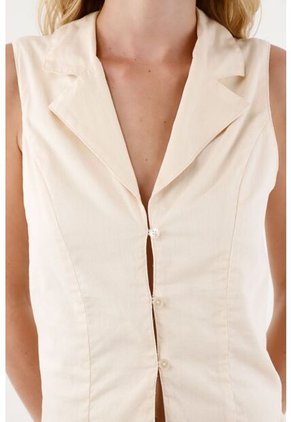 Topmark Chaleco En Lino Con Botones Para Mujer