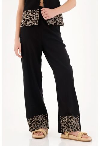 Topmark Pantalón Negro Recto Con Pretina Elástica Para Mujer topmark