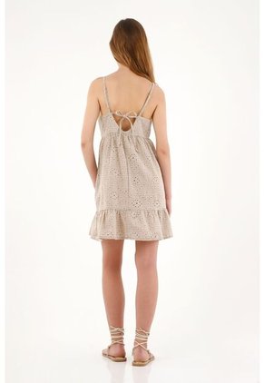 Vestido Corto Crudo Con Escote En V Para Mujer