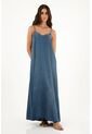 Vestido Azul Largo De Tiras Para Mujer de topmark