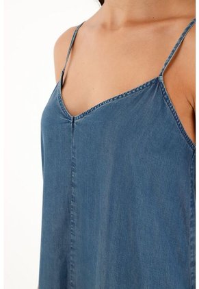 Vestido Azul Largo De Tiras Para Mujer