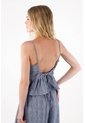 Topmark Camisa De Tiras Y Tela Fluida Azul Para Mujer de topmark