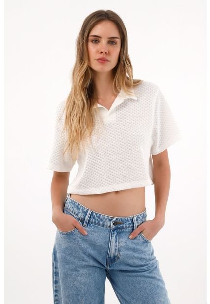 Camiseta Crop Amplia Crudo Para Mujer