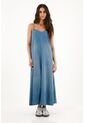 Vestido Largo En 100% Algodón Azul Para Mujer de topmark