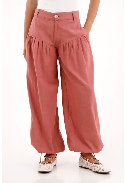 Pantalón Jogger De Silueta Amplia Rosado Para Mujer
