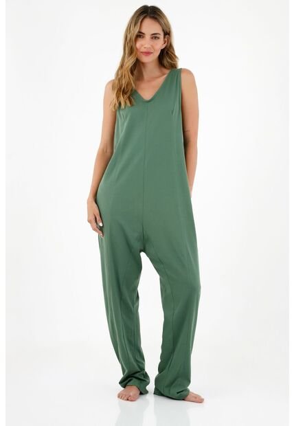 Enterizo Verde Manga Sisa Para Mujer