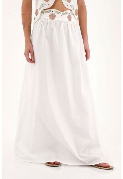 Topmark Falda Larga Con Flores En Pretina Crudo Para Mujer