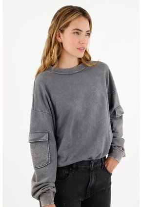Buzo Teñido Overdye Gris Para Mujer