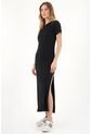 Topmark Vestido Largo Ajustado Negro Para Mujer de topmark