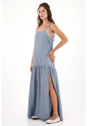 Topmark Vestido Largo De Tiras Azul Para Mujer