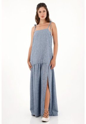 Topmark Vestido Largo De Tiras Azul Para Mujer