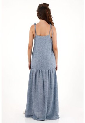 Topmark Vestido Largo De Tiras Azul Para Mujer