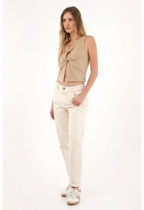 Topmark Camiseta Manga Sisa Con Detalle Entorchado Crudo Para Mujer