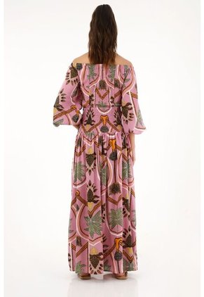 Vestido Largo Estampado De Escote Bandeja Para Mujer