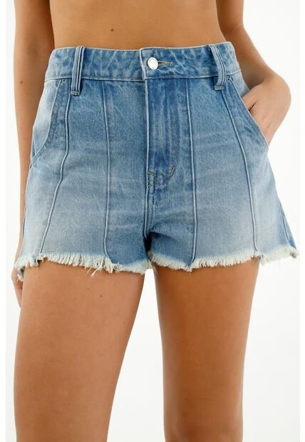 Short Azul Desflecado Para Mujer