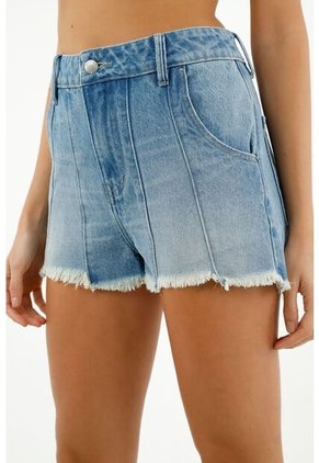 Short Azul Desflecado Para Mujer