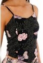 Topmark Camisa Tipo Crop Top Negra Estampada Para Mujer de topmark