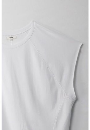 Topmark Camiseta Con Cortes Verticales Blanca Para Mujer