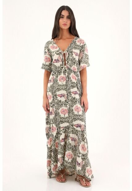 Topmark Vestido Largo Estampado Con Escote En V Para Mujer