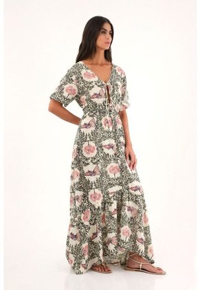 Topmark Vestido Largo Estampado Con Escote En V Para Mujer