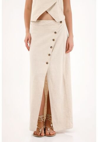 Topmark Falda Larga Con Perilla Diagonal Crudo Para Mujer topmark