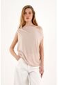 Camiseta Crudo Manga Asimétrica Con Caída Para Mujer de topmark