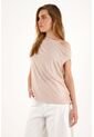 Camiseta Crudo Manga Asimétrica Con Caída Para Mujer de topmark