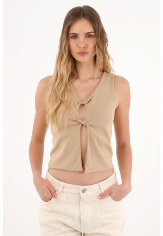 Topmark Camiseta Manga Sisa Con Detalle Entorchado Crudo Para Mujer topmark