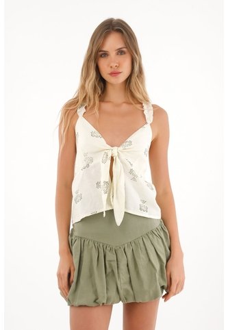 Topmark Camisa De Tiras Que Anuda En Delantero Estampada Para Mujer topmark