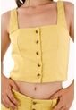 Topmark Camisa Manga Sisa Con Botones Amarilla Para Mujer de topmark