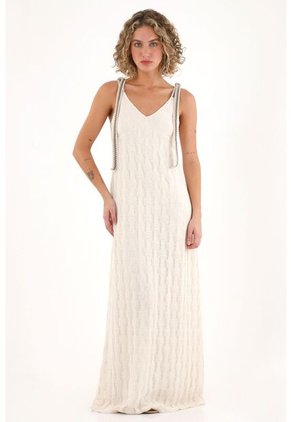 Topmark Vestido Largo Tipo Tejido Crudo Para Mujer