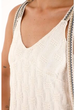 Topmark Vestido Largo Tipo Tejido Crudo Para Mujer