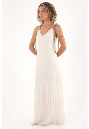 Topmark Vestido Largo Tipo Tejido Crudo Para Mujer