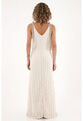 Topmark Vestido Largo Tipo Tejido Crudo Para Mujer