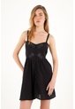 Topmark Vestido Corto Negro Con Estampado Tono A Tono Para Mujer de topmark