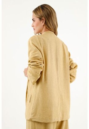 Blazer Con Tapas De Bolsillos Amarillo Para Mujer