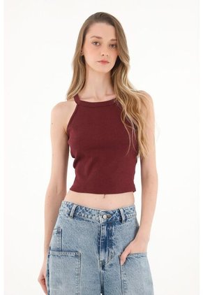 Camiseta Manga Sisa Crop Morada Para Mujer