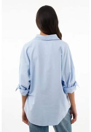 Camisa Clásica Azul Para Mujer