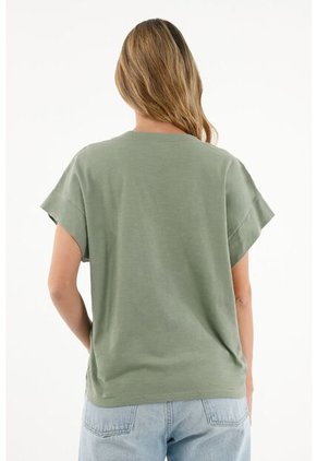 Camiseta Verde Cuello En V Para Mujer