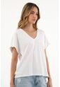 Camiseta Blanca Cuello En V Para Mujer de topmark