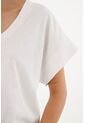 Camiseta Blanca Cuello En V Para Mujer de topmark