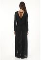 Topmark Vestido Largo Semiajustado Con Abertura Negro Para Mujer de topmark