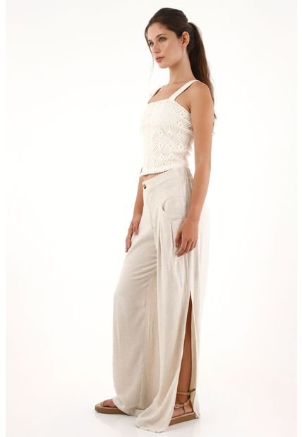 Pantalón Con Textura Especial Crudo Para Mujer