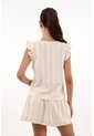 Topmark Camisa Manga Sisa Con Bolero Crudo Con Textura Acanalada Para Mujer de topmark