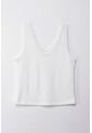 Topmark Camiseta Básica Manga Sisa Crudo Con Detalle Frontal Para Mujer de topmark