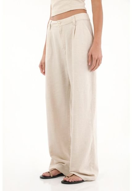 Pantalón Recto Clásico Crudo Para Mujer