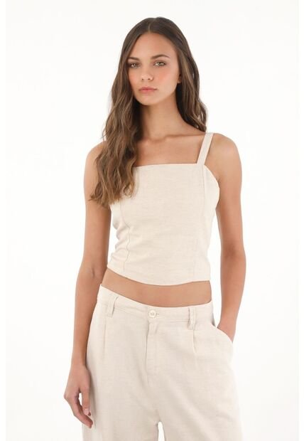 Topmark Camisa Crop De Tiras Crudo Para Mujer