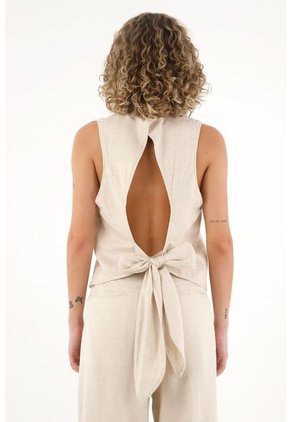 Topmark Camisa Manga Sisa De Botones Crudo Para Mujer