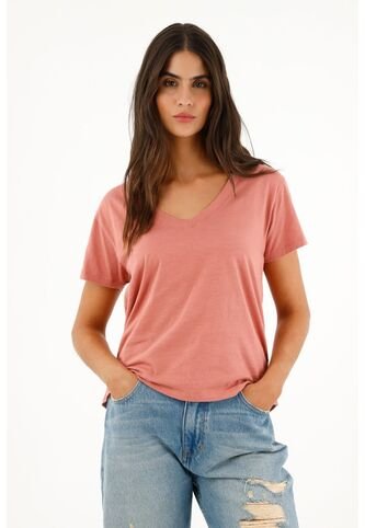 Camiseta Manga Corta Rosada Para Mujer topmark