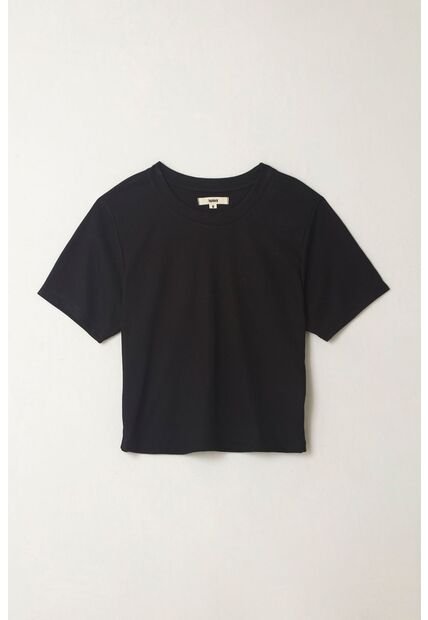 Topmark Camiseta Ajustada Acanalada Negra Para Mujer